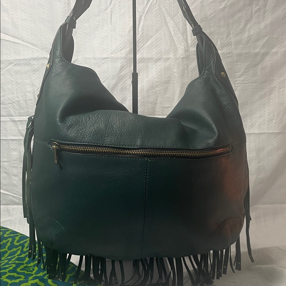 Oryany Fringed Hobo Shoulder Bag in Deep Green - Picture 4 of 5